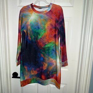 Blackmilk Galaxy Rainbow Longsleeve Sweater Dress L